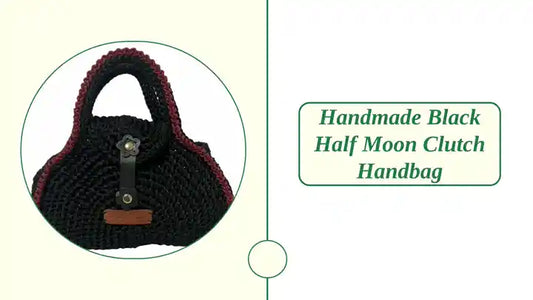 Handmade Black Half Moon Clutch Handbag by@Outfy