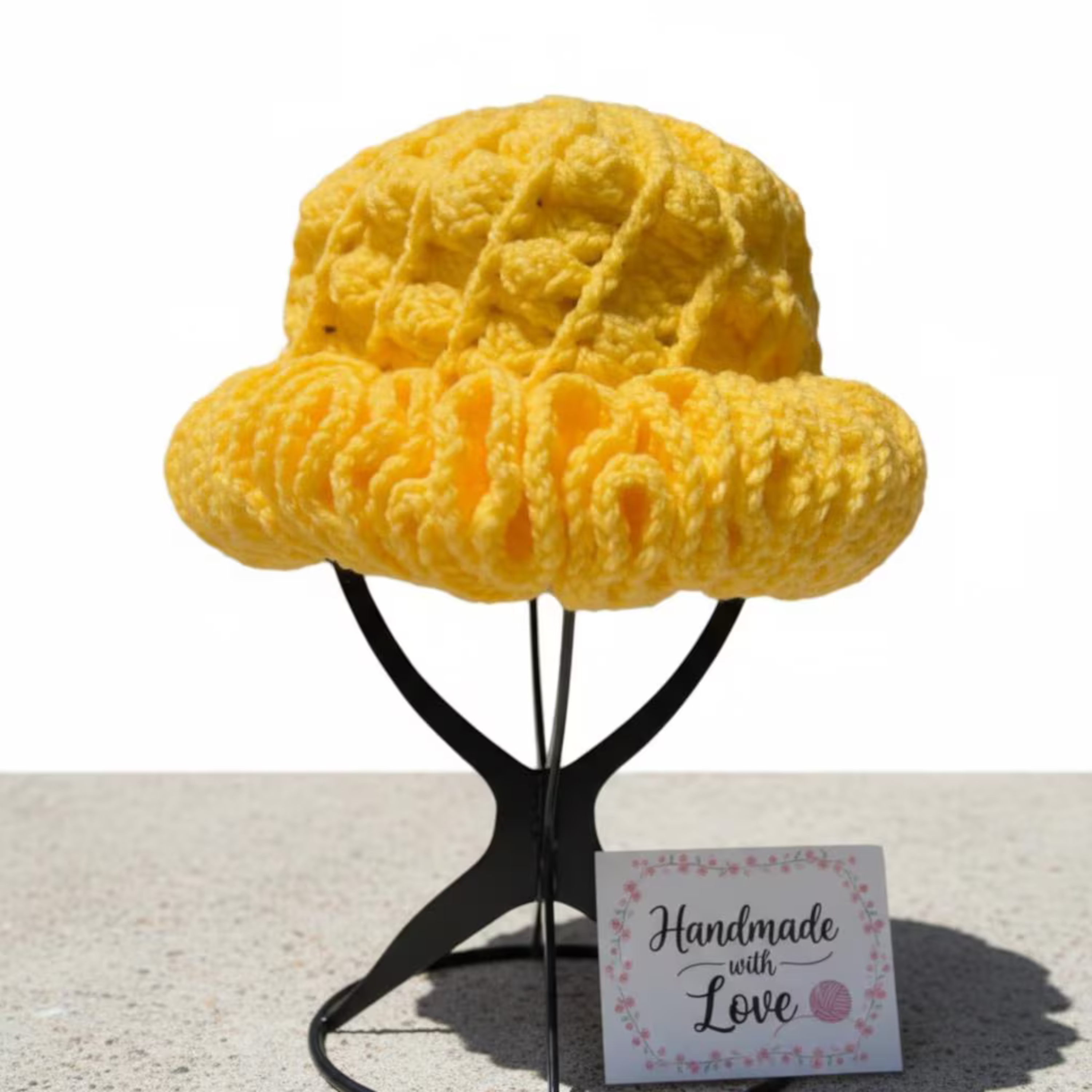 Golden Horizon Wavy Brim Handmade Crochet Hat