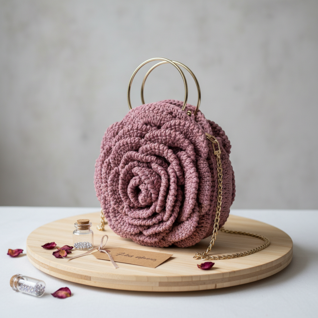 Rose of Kenya Handcrafted Pink Flower Purse