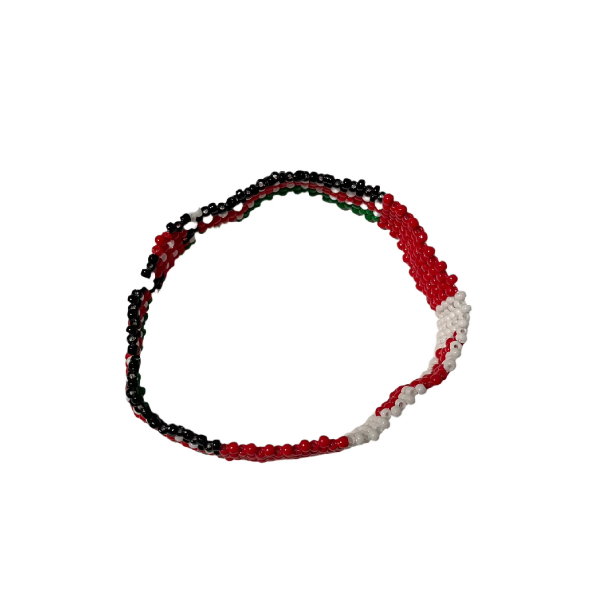 Canada Kenya friendship bracelet by ThreadsByHannah with red black white and green beads handcrafted