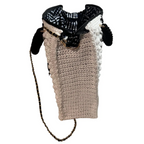 Boho Black & White Crochet Shoulder Bag by ThreadsByHannah with chain strap and patterned interior lining