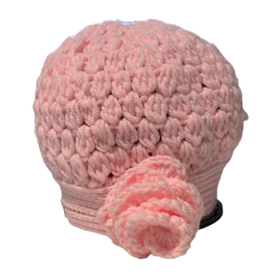 Girls Crochet Beret Flower Hat 4-10 Years