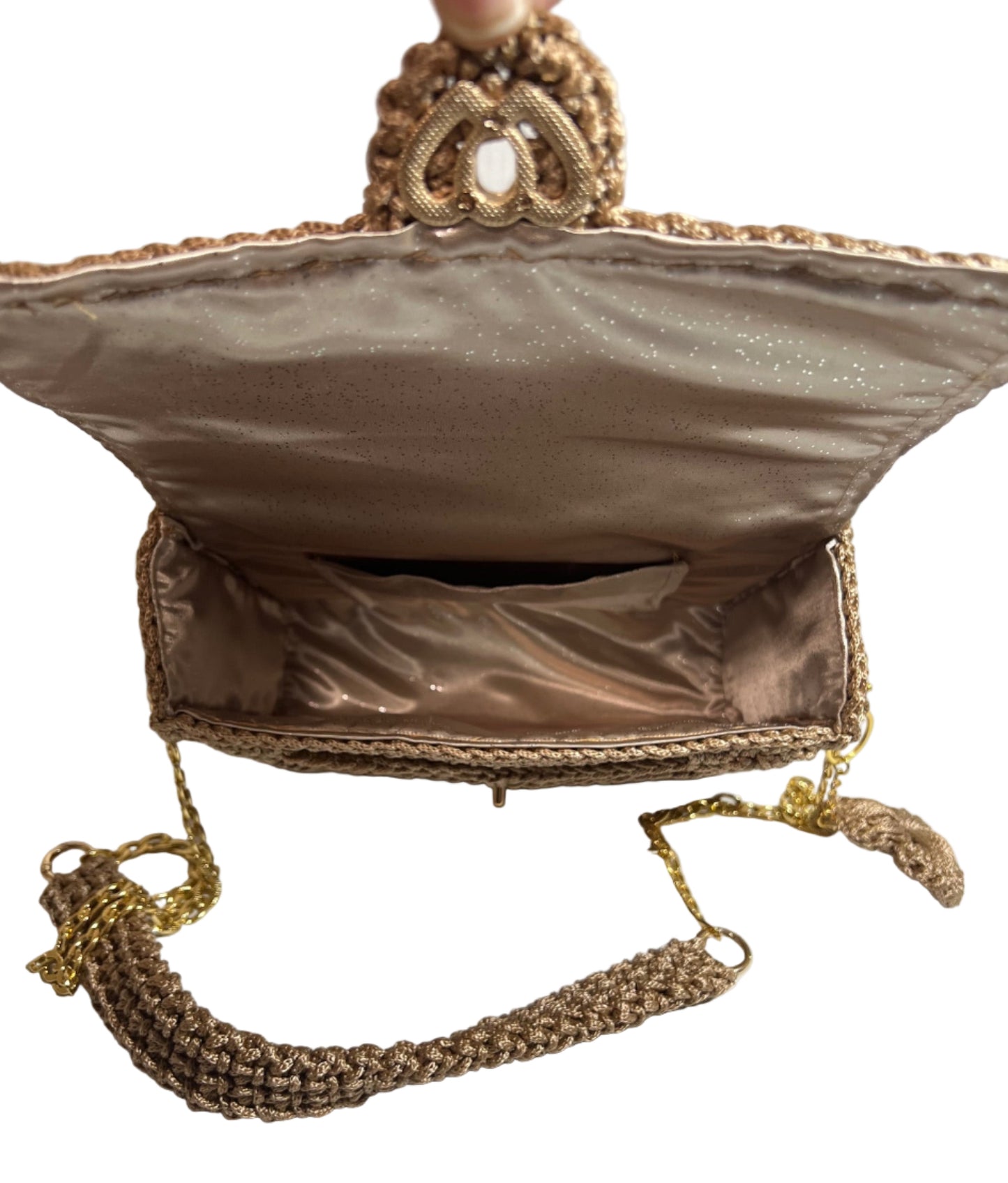 Handmade Beige Satchel Shoulder Handbag with a spacious interior and elegant design