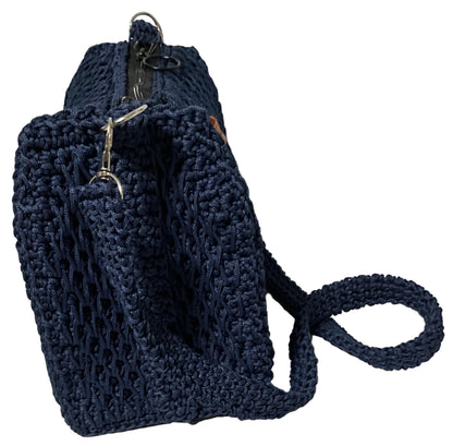 Handmade Blue Crochet Sling Handbag with a stylish design and sturdy strap for everyday use
