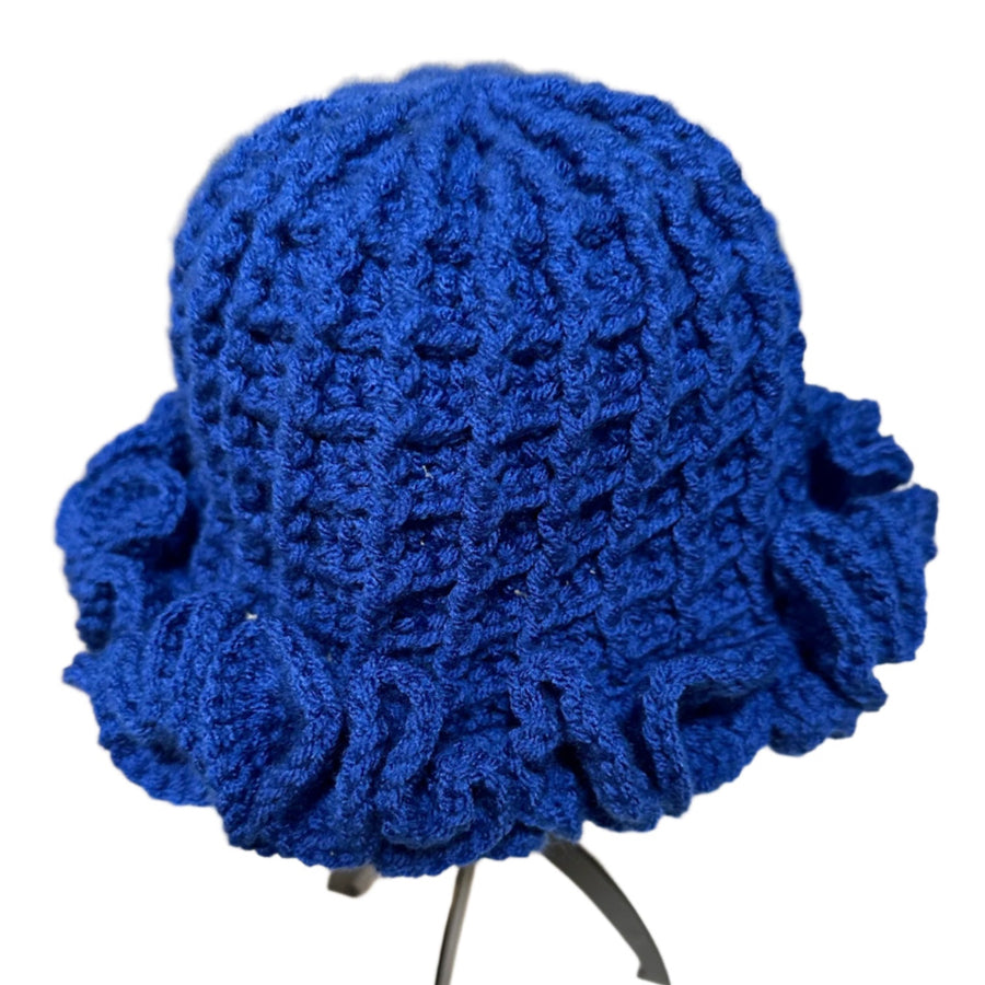 Handmade Blue Ruffle Hat Artisan Crafted