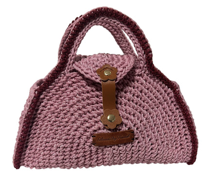 Handmade Pink Half Moon Clutch Handbag with a stylish design and sturdy handles