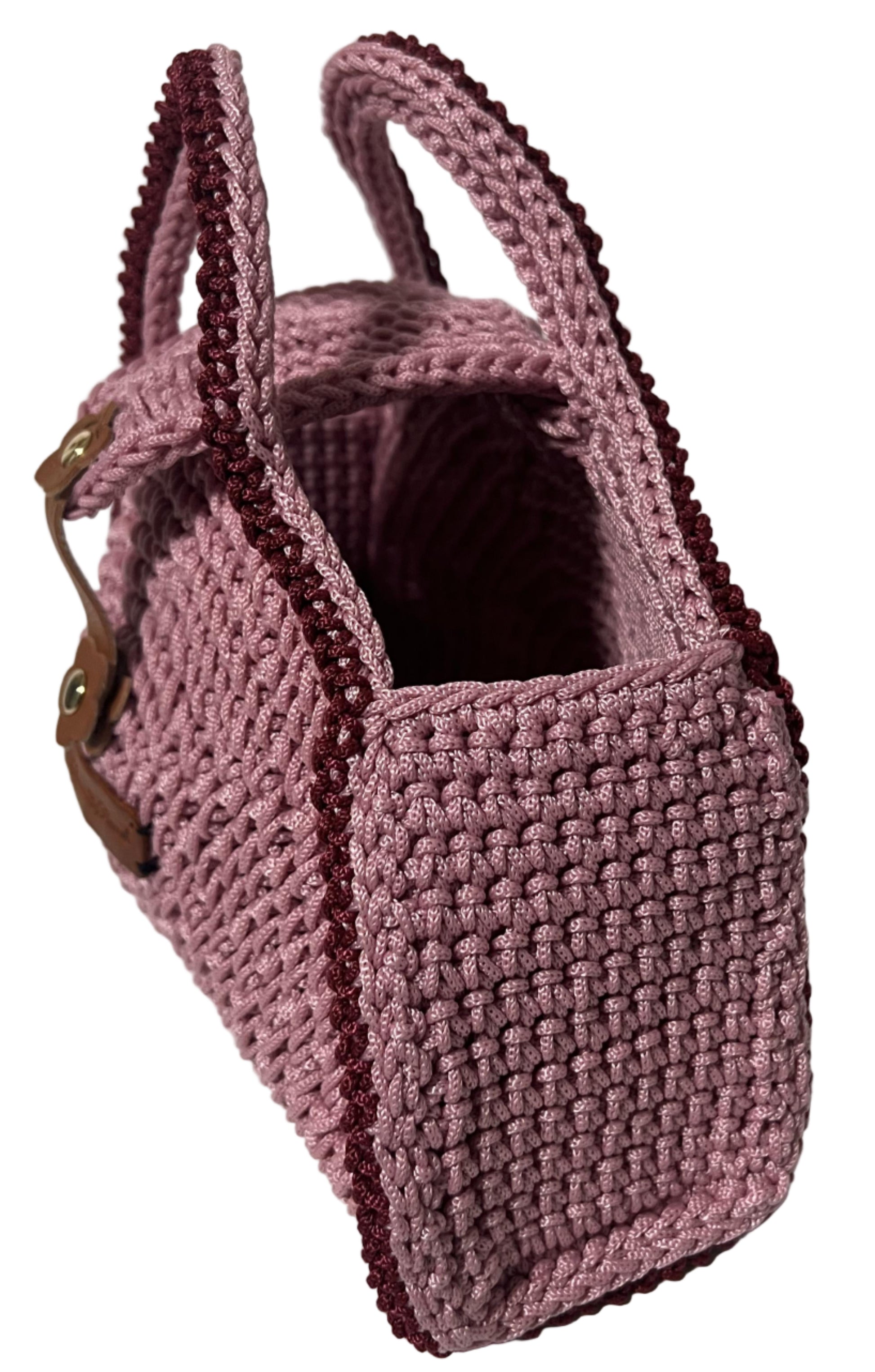 Handmade Pink Half Moon Clutch Handbag with sturdy handles for stylish everyday use