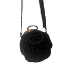 Kenyan Bloom Handcrafted Rose Flower Bag black crossbody with floral design and chain strap by ThreadsByHannah