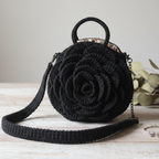 Black Kenyan Bloom Handcrafted Rose Flower Bag crossbody with floral inner lining by ThreadsByHannah