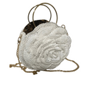 ThreadsByHannah Petals Tradition African Crochet Flower Purse crossbody bag with gold chain and ring handles