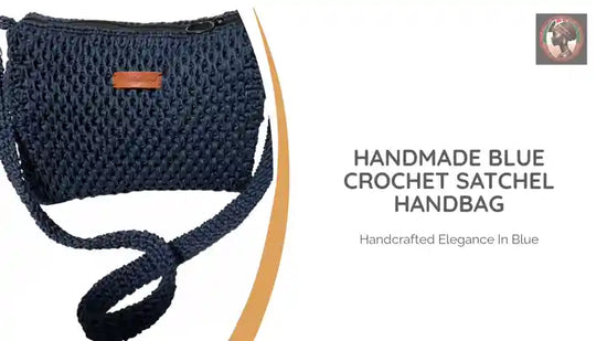 Handmade Blue Crochet Satchel Handbag by@Outfy