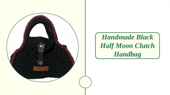 Handmade Black Half Moon Clutch Handbag by@Outfy