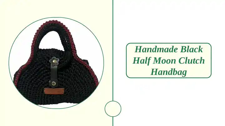 Handmade Black Half Moon Clutch Handbag by@Outfy