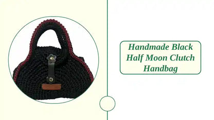 Handmade Black Half Moon Clutch Handbag by@Outfy