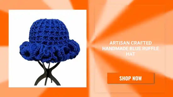 Artisan Crafted Handmade Blue Ruffle Hat by@Outfy