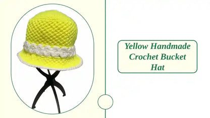 Yellow Handmade Crochet Bucket Hat by@Outfy