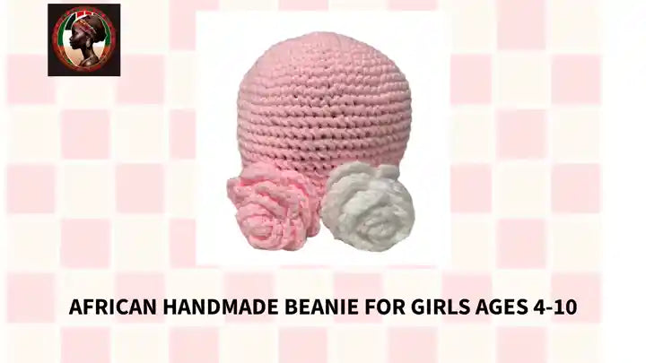 African Handmade Beanie for Girls Ages 4-10 by@Outfy