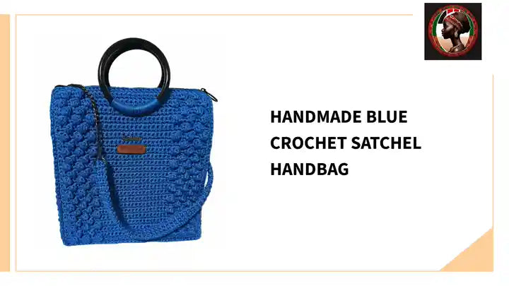 Handmade Blue Crochet Satchel Handbag by@Outfy
