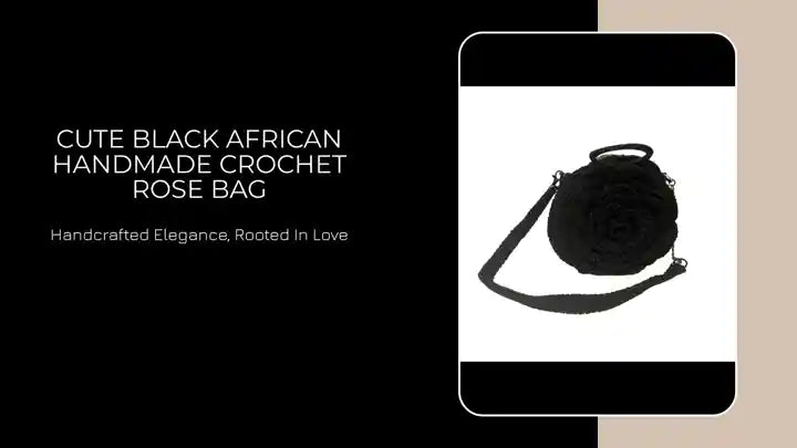 Cute Black African Handmade Crochet Rose Bag by@Outfy