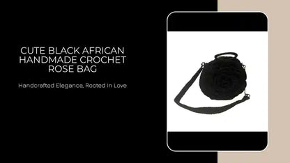 Cute Black African Handmade Crochet Rose Bag by@Outfy