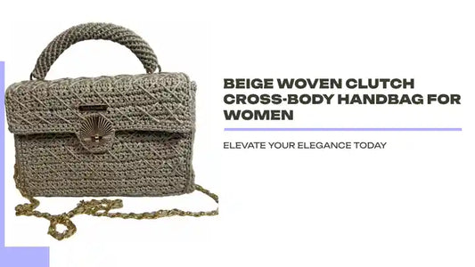 Beige Woven Clutch Cross-Body Handbag for Women by@Outfy