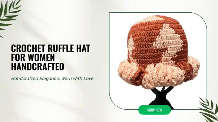 Crochet Ruffle Hat for Women Handcrafted by@Outfy