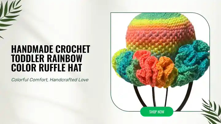 Handmade Crochet Toddler Rainbow color Ruffle Hat by@Outfy