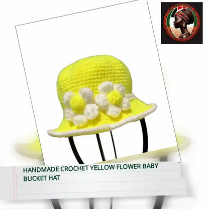 Handmade Crochet Yellow Flower Baby Bucket Hat by@Outfy