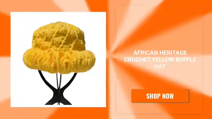 African Heritage Crochet Yellow Ruffle Hat by@Outfy