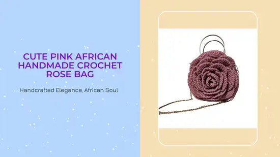 Cute Pink African Handmade Crochet Rose Bag by@Outfy