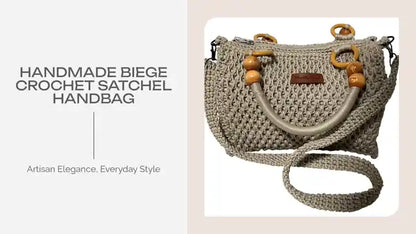 Handmade Biege Crochet Satchel Handbag by@Outfy