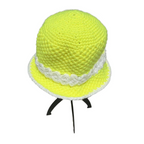 Sunshine Crochet Bucket Hat Handmade in bright yellow with white trim, handcrafted by ThreadsByHannah